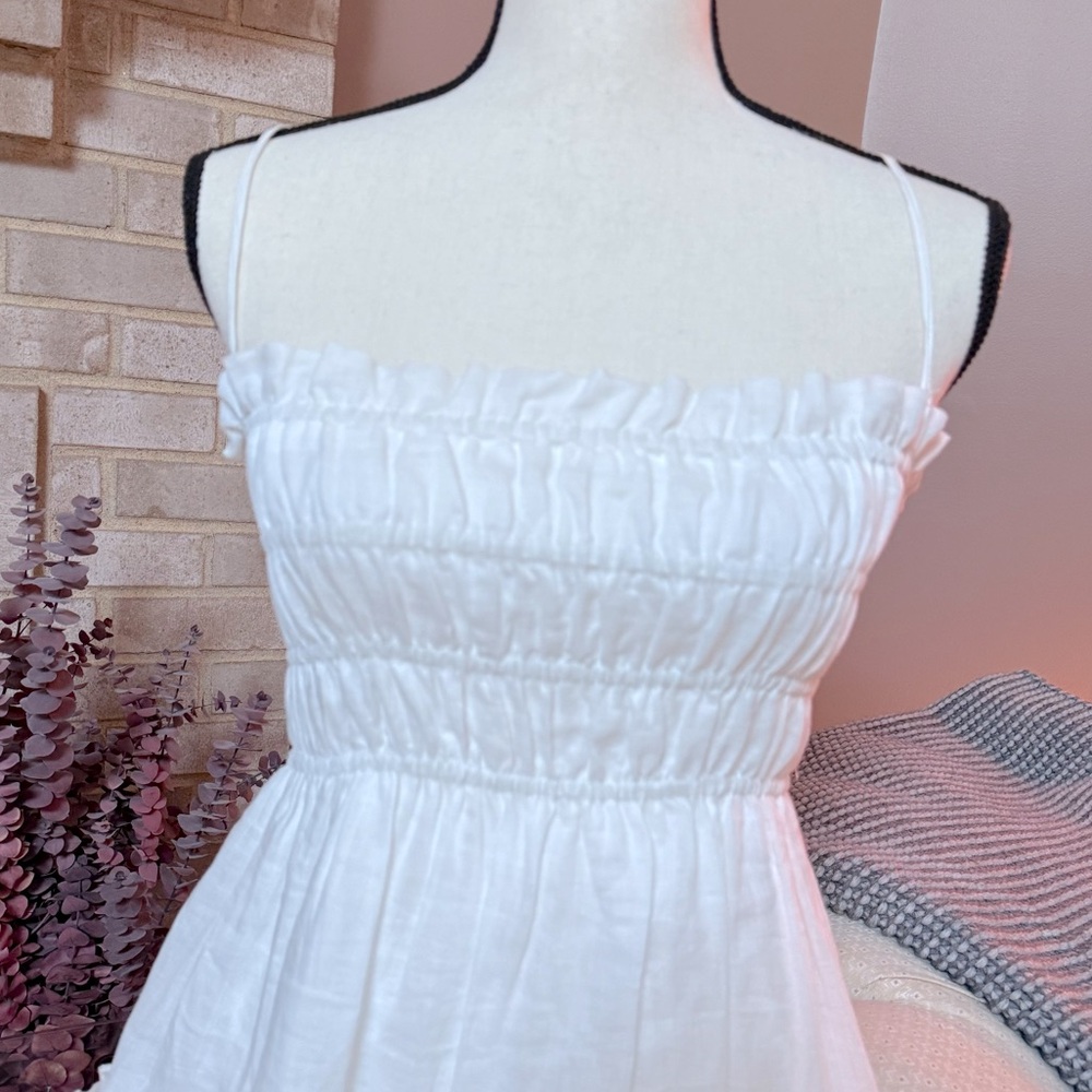 A Loves A Smocked Babydoll Mini Dress - White - Picture 4 of 9